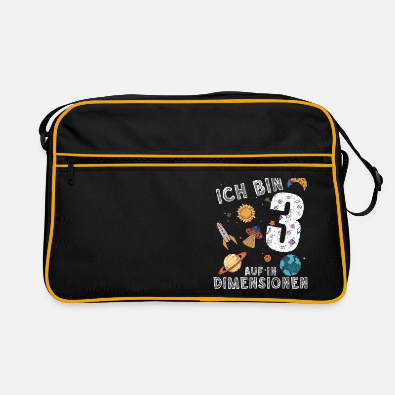 Ich bin 3 Auf in neue Dimensionen 3. Geburtstag Retro Tasche