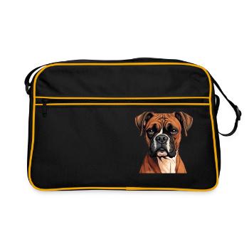 Chien Boxer - Sac Retro - noir/or - Devant
