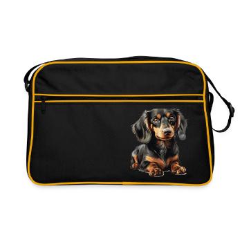 Dog Dachshund - Retro Bag - black/gold - Front