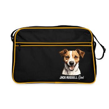 Hund Jack Russell - Retro Tasche - Schwarz/Gold - Vorne