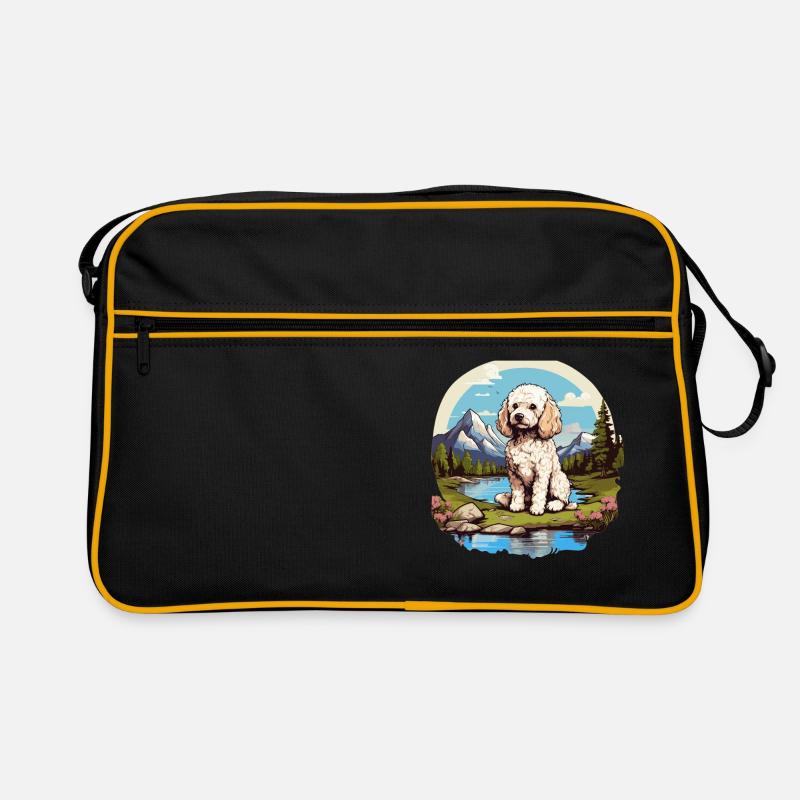 Pudel - Retro Tasche - Schwarz/Gold