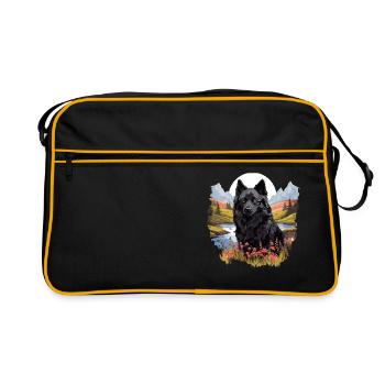 Schipperke - Retro Tasche - Schwarz/Gold - Vorne