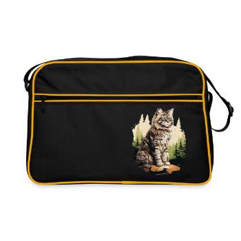 Norwegian Forest Cat - Retro Tasche - Schwarz/Gold - Vorne