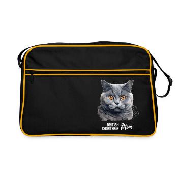 British Shorthair - Retro Tasche - Schwarz/Gold - Vorne