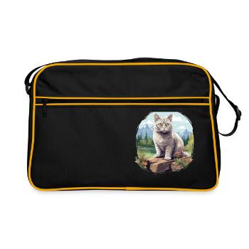 British Shorthair - Retro Tasche - Schwarz/Gold - Vorne