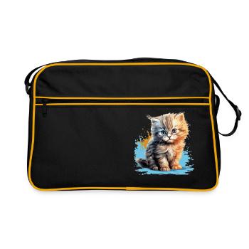 Persian Cat Perser Katze - Retro Tasche - Schwarz/Gold - Vorne