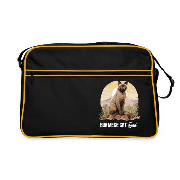 Burmese Cat Burma Katze - Retro Bag - black/gold - Front