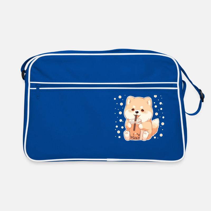 Kawaii Corgi Hund trinkt Boba Bubble Tea Chibi Retro Tasche