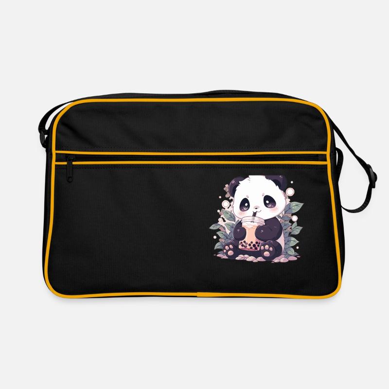Kawaii Panda boit Boba Bubble Tea Chibi Sac Retro