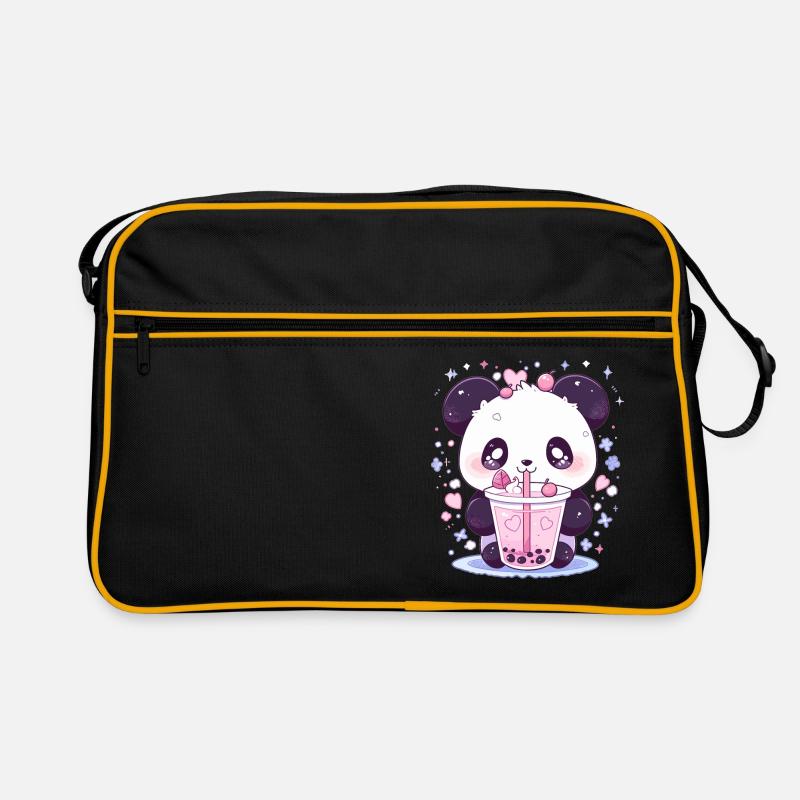 Kawaii Panda boit Boba Bubble Tea Chibi Sac Retro