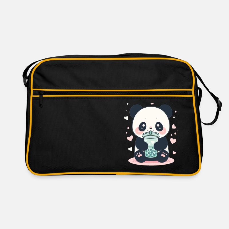 Kawaii Panda boit Boba Bubble Tea Chibi Sac Retro