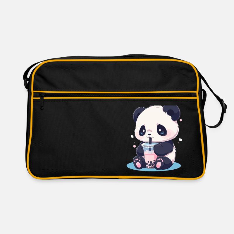 Kawaii Panda boit Boba Bubble Tea Chibi Sac Retro