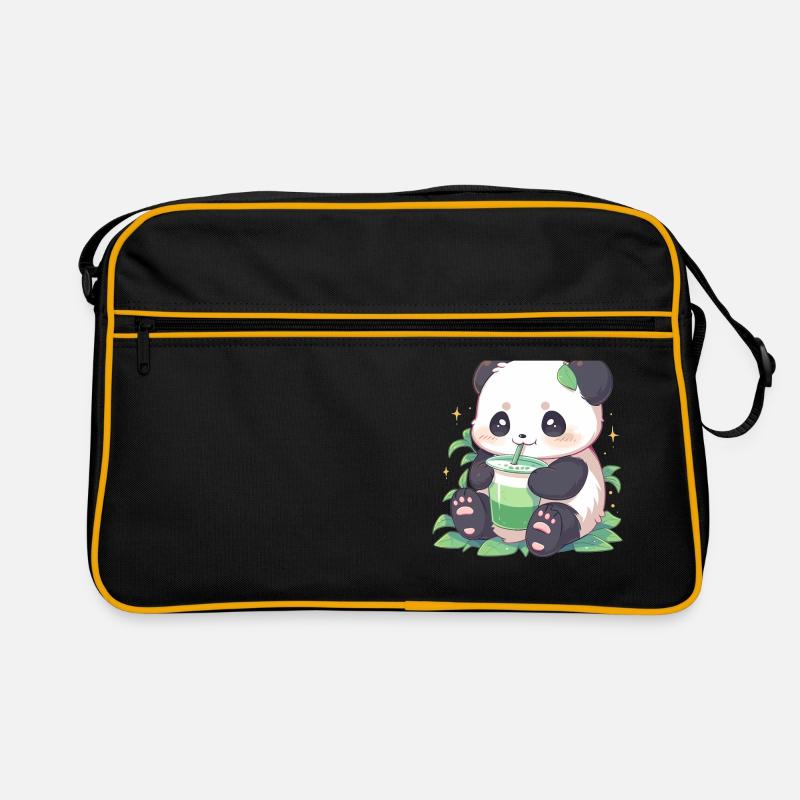 Kawaii Panda boit Boba Bubble Tea Chibi Sac Retro