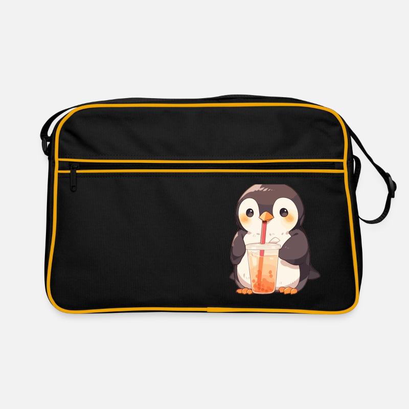 Kawaii Penguin Drinks Boba Bubble Tea Chibi Retro Bag
