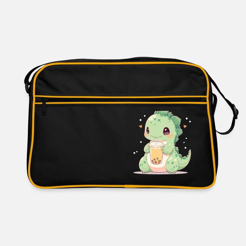 Kawaii Dinosaur Drinks Boba Bubble Tea Chibi Retro Bag