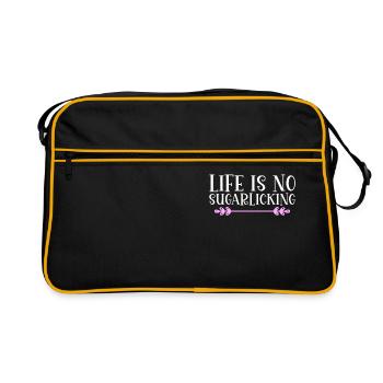 Life is no sugarlicking. Denglish - Retro Bag - black/gold - Front