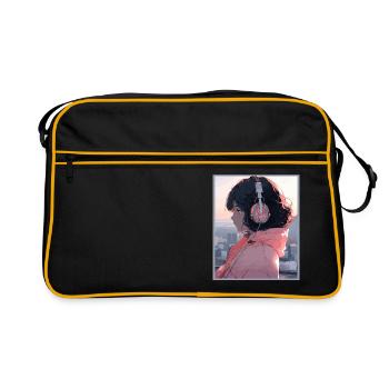 Esthétique japonaise vintage Otaku Anime fille - Sac Retro - noir/or - Devant