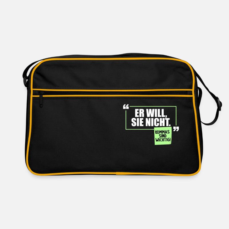 Er will Sie nicht. Komma Grammatik Witz Retro Tasche