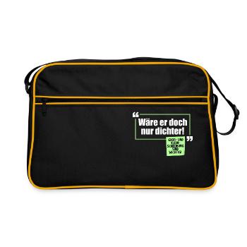 Wäre er doch nur Dichter Grammatik Wortwitz - Retro Tasche - Schwarz/Gold - Vorne