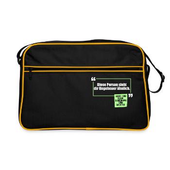 Diese Person sieht dir ungeheuer ähnlich WortWitz - Retro Tasche - Schwarz/Gold - Vorne