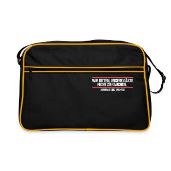 Wir bitten unsere Gäste nicht zu rauchen Wortwitz - Retro Tasche - Schwarz/Gold - Vorne