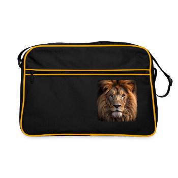 Lion réaliste lion - Sac Retro - noir/or - Devant