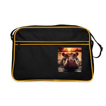 Hippopotames réaliste Hippopotame - Sac Retro - noir/or - Devant