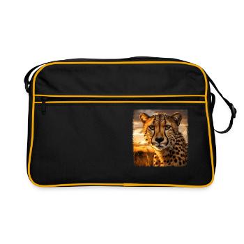 Cheetah realistic Cheetah - Retro Bag - black/gold - Front