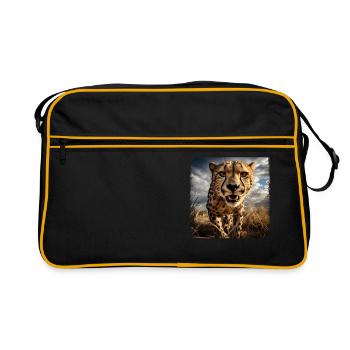 Cheetah realistic Cheetah - Retro Bag - black/gold - Front