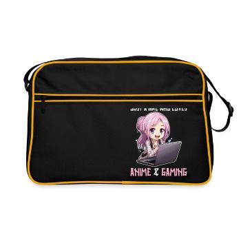 Kawaii Girl Anime Manga Fille Chat - Sac Retro - noir/or - Devant