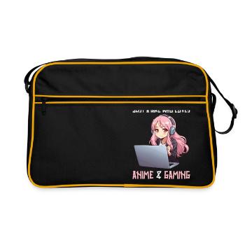 Kawaii Girl Anime Manga Fille Chat - Sac Retro - noir/or - Devant