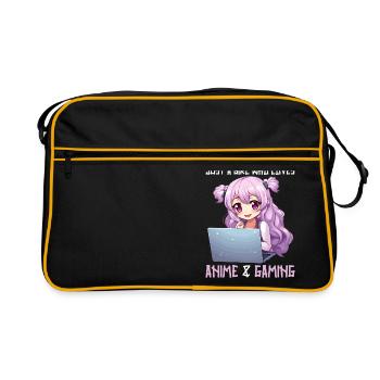 Kawaii Girl Anime Manga Fille Chat - Sac Retro - noir/or - Devant