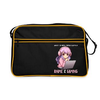 Kawaii Girl Anime Manga Fille Chat - Sac Retro - noir/or - Devant