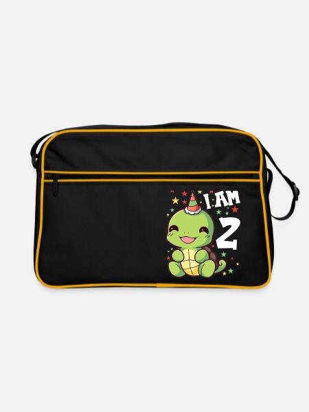 I'm 2 Turtles Turtle 2nd Birthday - Retro Bag - black/gold - Front