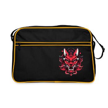Japanese Hannya Demon Samurai Warrior Oni Mask - Retro Bag - black/gold - Front