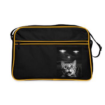 Drôle De Chats Selfie Devant Des OVNI Chat OVNI - Sac Retro - noir/or - Devant