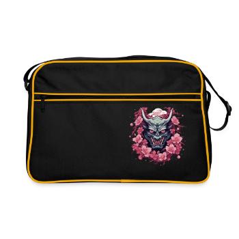 Japanese Hannya Demon Samurai Warrior Oni Mask - Retro Bag - black/gold - Front
