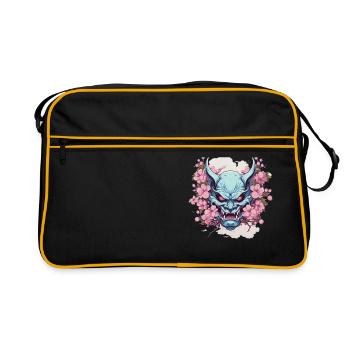 Japanese Hannya Demon Samurai Warrior Oni Mask - Retro Bag - black/gold - Front