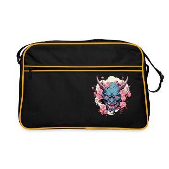 Japanese Hannya Demon Samurai Warrior Oni Mask - Retro Bag - black/gold - Front