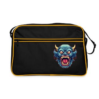Japanese Hannya Demon Samurai Warrior Oni Mask - Retro Bag - black/gold - Front