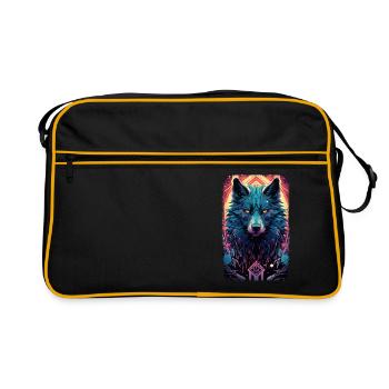 Loup Renard Esthétique Japonais Kitsune - Sac Retro - noir/or - Devant