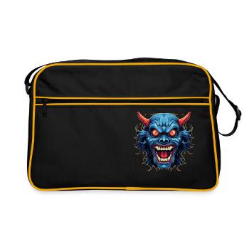 Japanese Hannya Demon Samurai Warrior Oni Mask - Retro Bag - black/gold - Front