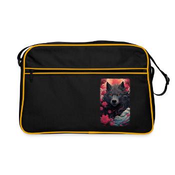 Loup Renard Esthétique Japonais Kitsune - Sac Retro - noir/or - Devant