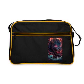 Loup Renard Esthétique Japonais Kitsune - Sac Retro - noir/or - Devant
