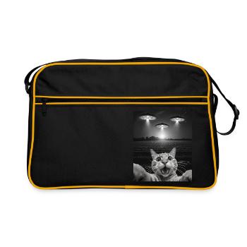 Drôle De Chats Selfie Devant Des OVNI Chat OVNI - Sac Retro - noir/or - Devant