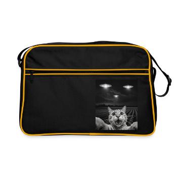 Drôle De Chats Selfie Devant Des OVNI Chat OVNI - Sac Retro - noir/or - Devant