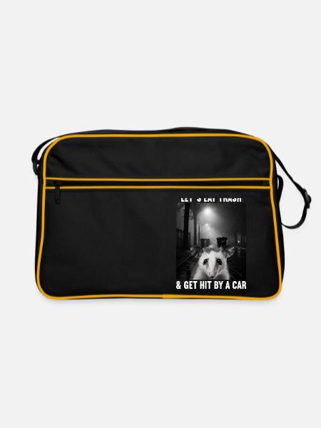 Lets eat Trash and get hit by a Car Opossum Possum - Retro Tasche - Schwarz/Gold - Vorne