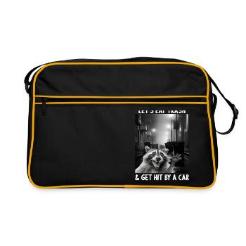 Lets eat Trash and get hit by a Car Raccoon - Retro Bag - black/gold - Front