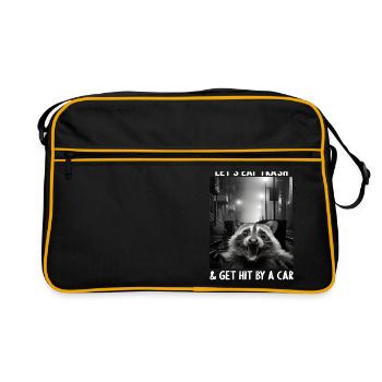 Lets eat Trash and get hit by a Car Raccoon - Retro Bag - black/gold - Front