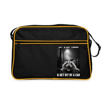 Lets eat Trash and get hit by a Car Raccoon - Retro Bag - black/gold - Front